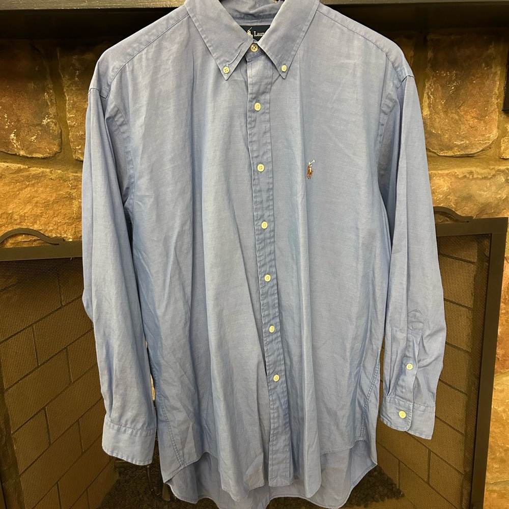 Polo by Ralph Lauren Men's Light Blue Casual Shirt 16 1/2 33 vintage